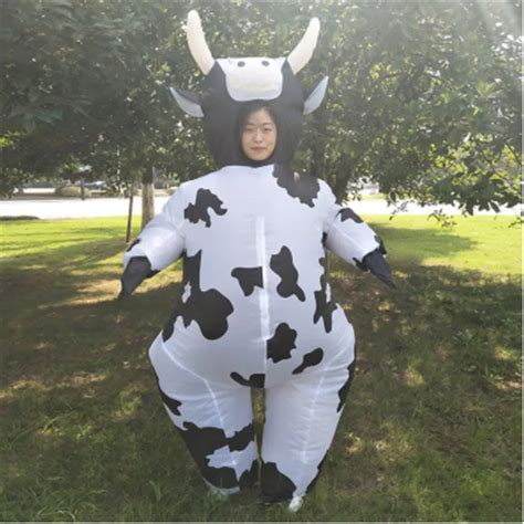 Cute Cartoon Cow Halloween Adult Cosplay Inflatable Suit Festive Party Clothing