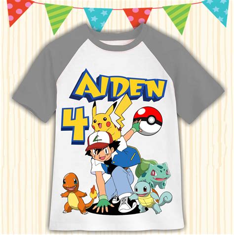 Pokemon Birthday Shirt Pokemon Party Theme Shirt Personalized Etsy