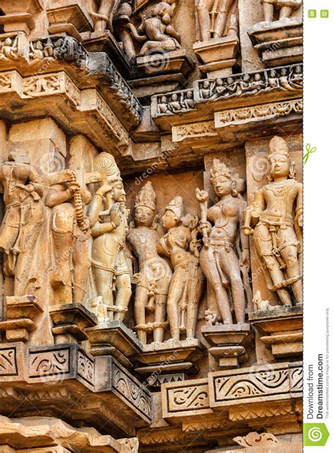 Famous Sculptures Of Khajuraho Temples India Stock Image Image Of