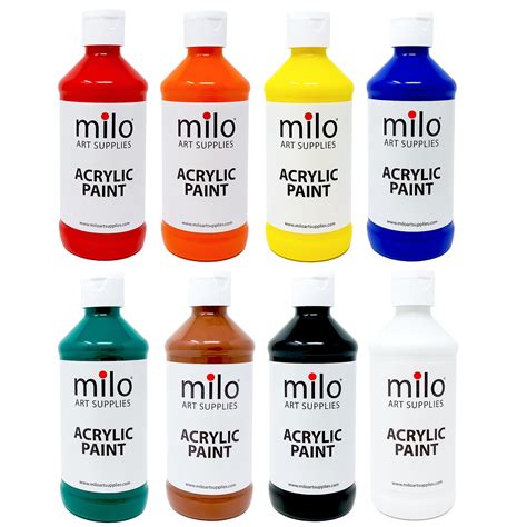 Buy Milo Acrylic Paint Set Of 8 Colors X 8 Oz Bottles Made In The Usa