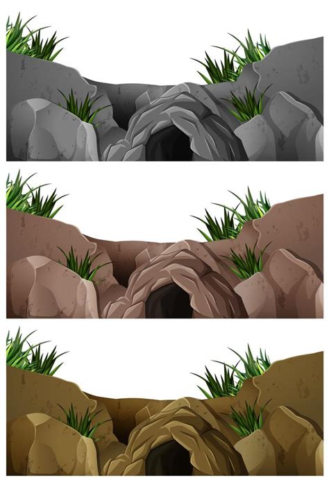 Three Scenes Of Cave In The Rocky Mountain 447984 Vector Art At Vecteezy