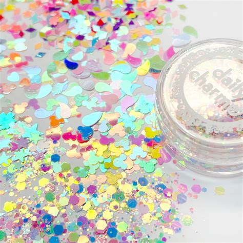 Iridescent Neon Mixed Shape Glitter Set 12 Jars Daily Charme