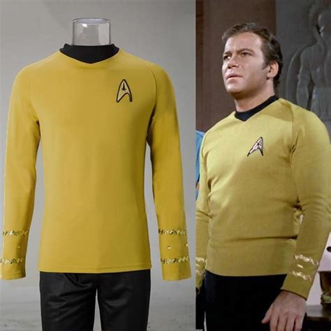 Stars Trek The Original Series Kirk Shirt Uniform Halloween Yellow Costume Star Trek Cosplay