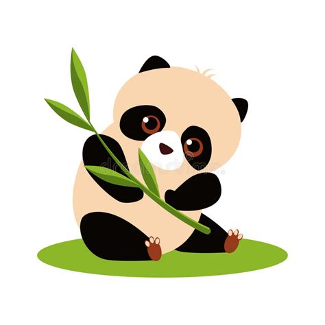 Panda Mignon Mangeant Le Bambou Illustration De Vecteur Illustration De