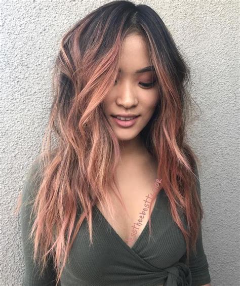 20 Gorgeous Examples Of Rose Gold Balayage Rose Gold Hair Brunette