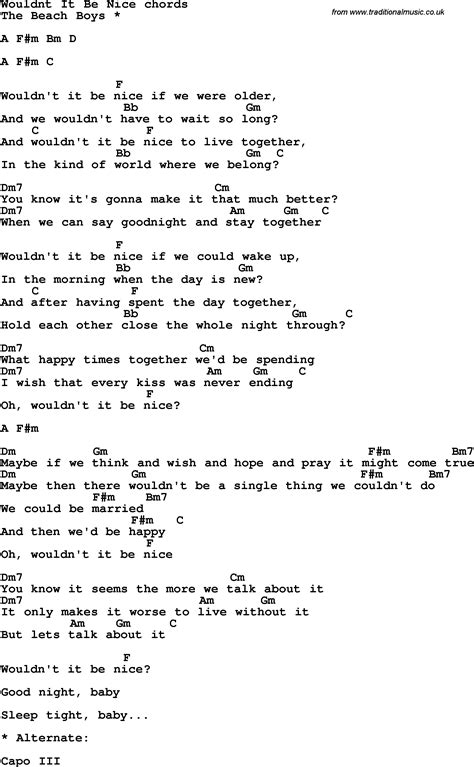 Song Lyrics With Guitar Chords For Wouldn T It Be Nice