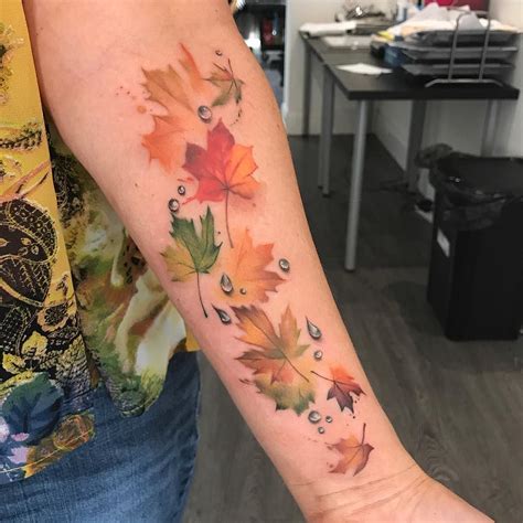 Watercolor Fall Leaves Tattoo