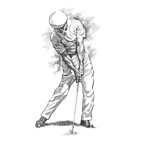 Ben Hogan Impact Golf Art Golf Drawing Golf Tattoo