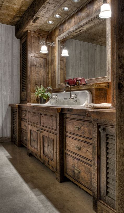 Cut holes in the desktop for the tap and drainpipe with a hole saw, and get a towel pub to the bottom to keep towels accessible and hide sink pipes. 30+ Rustic Bathroom Vanity Ideas That Are on Another Level