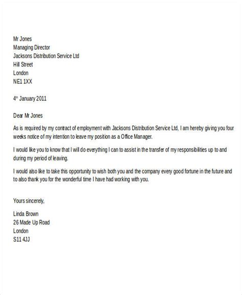 Resignation Letter For Job Leaving Free Online Document