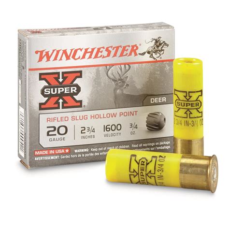 Winchester Super X 20 Gauge 2 34 34 Oz Rifle Slugs 5 Rounds