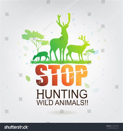 Save World Stop Hunting Animals เวกเตอร์สต็อก ปลอดค่าลิขสิทธิ์