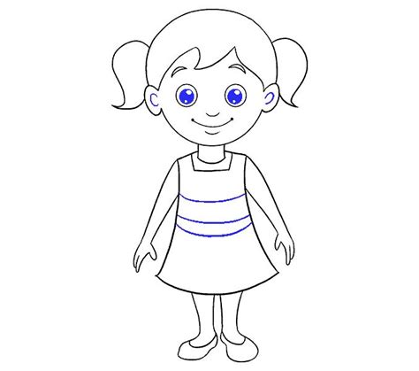 How To Draw A Cartoon Girl Really Easy Drawing Tutorial Girl