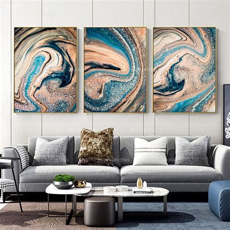Set Of 3 Wall Art Acrylic Pour Painting 3 Pieces Abstract Etsy In