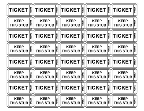 Raffle Tickets With Numbers Concert Ticket Template Ticket Template