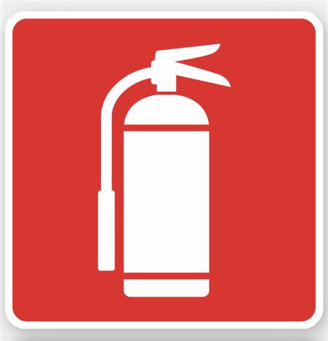 Fire Extinguisher Symbol White On Red Sticker Zazzle Fire