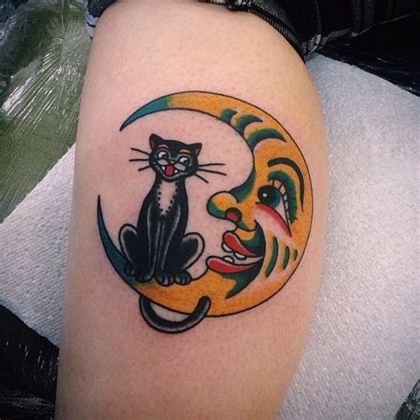 28 Best Cat And Moon Tattoo Designs The Paws