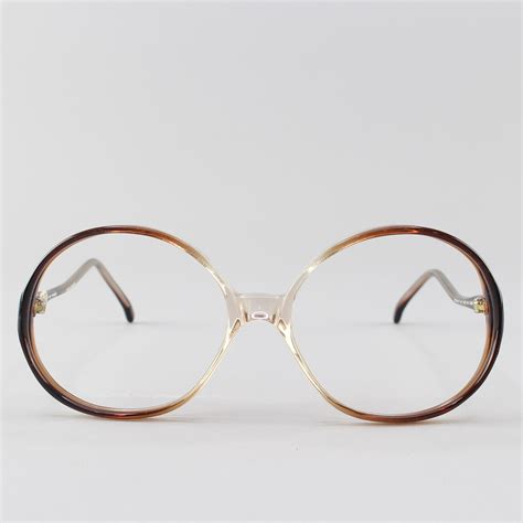 70s Glasses Vintage Eyeglasses Round Eyeglass Frame Clear Brown Frames Rony 9912