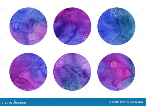 Colorful Watercolor Circles Set Pink Purple Turquoise And Blue Round