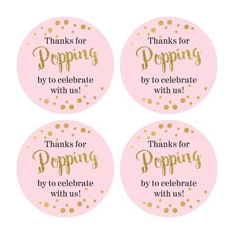 50 Count 2 Round Thanks For Popping By Stickers Candy Popcorn Favor