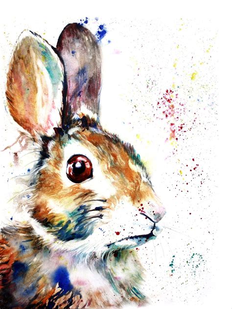 Kleurrijk Konijn Dat Aquarelkunstdruk Schildert Etsy Rabbit