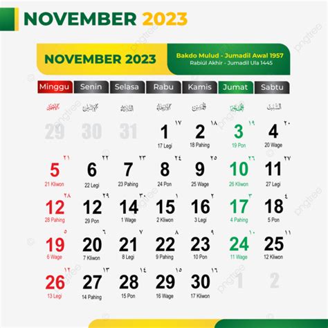 Kalender 2023 11월 Lengkap Dengan Hari Nasional Dan Tanggal Hijriyah