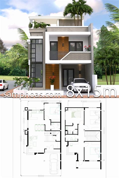 4 Bedroom Duplex House Plans Elegant Home Design Plan 8x15m With 4 657