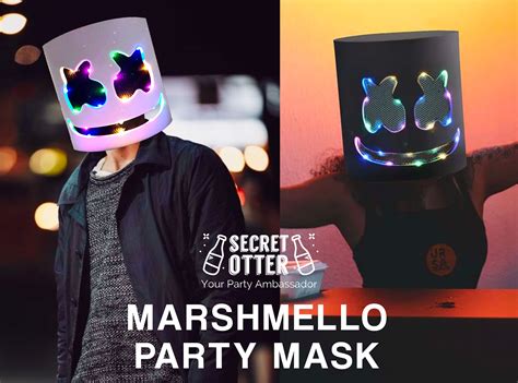 Led Marshmello Dj Mask Full Head Helmet Cosplay Marshmallow Party Bar