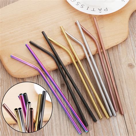 2pcs High Quality Colorful Straw 304 Stainless Steel Straws Reusable