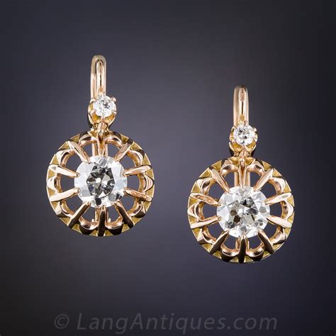 Carat Vintage Diamond Drop Earrings