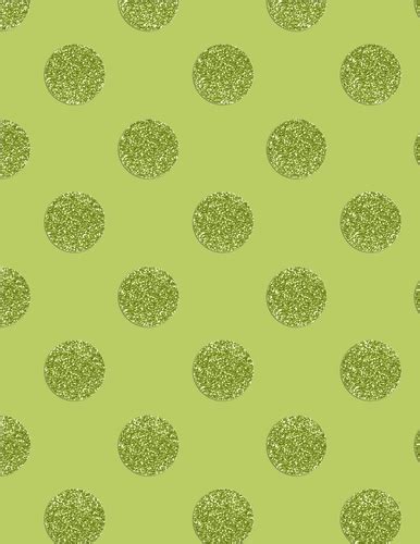 Green With Green Glitter Big Polka Dot Pattern A4 Size