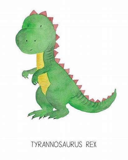 Dinosaur Nursery Watercolor Prints Rex Dinosaurs Tyrannosaurus
