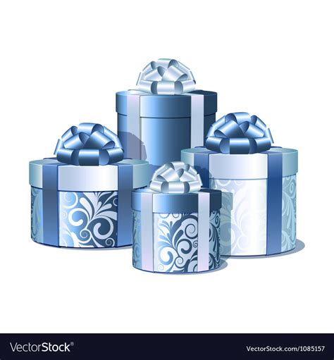 Silver And Blue Gift Boxes Royalty Free Vector Image
