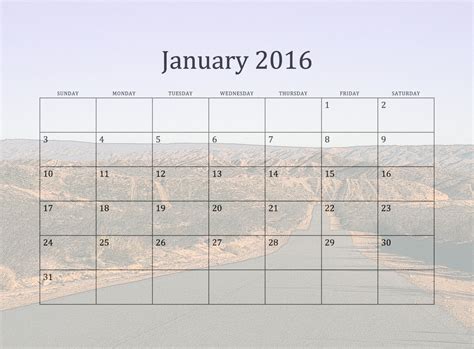2016 January Monthly Calendar Free Stock Photo Public Domain Pictures