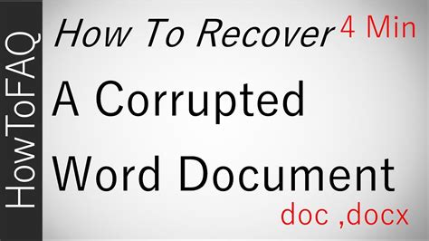 How To Recover A Corrupted Word File Document Repair Fix Extract Text