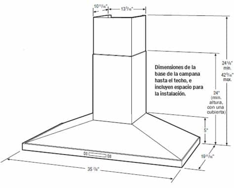 La campana debe ser montada directamente sobre la cocina y centrada según su ancho. 9