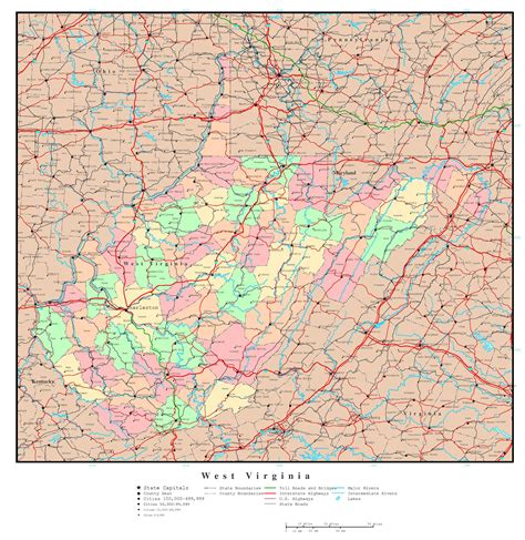 Large Detailed Administrative Map Of Virginia State With Roads Sexiz Pix