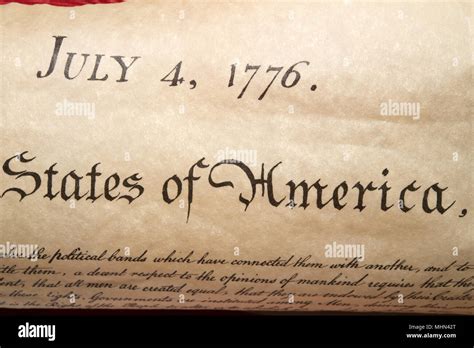 American Declaration Of Independence 4th July 1776 Detail Stock Photo