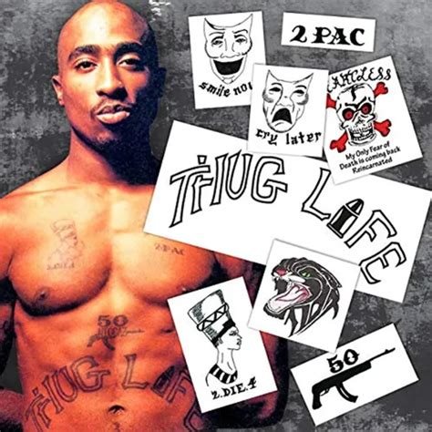 Thug Life Celebrity Rapper Temporary Tattoos Skin Safe Made In The Usa