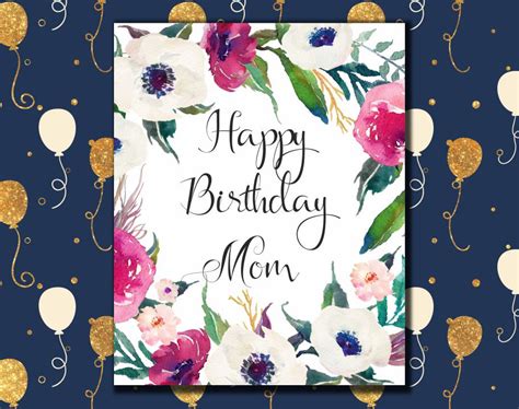 Free printable birthday cards for mum uk. Happy Birthday Mom Card printable Birthday greeting card for