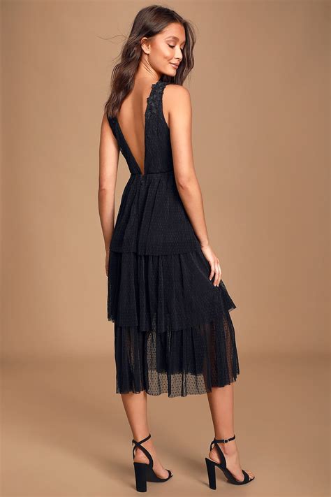 Sincerely Me Black Tiered Midi Dress In 2020 Pretty Midi Dresses Women Dress Online Midi Dress