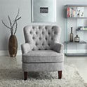 Button Tufted Accent Chair with Nailhead, Gray White Color - Walmart.com