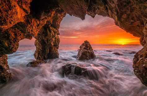 Malibu Sunset Seascape Sea Cave Fine Art Landsape Photography Elliot