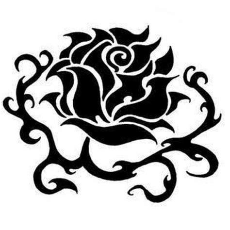Elegant Tribal Black Rose Tattoo Stencil