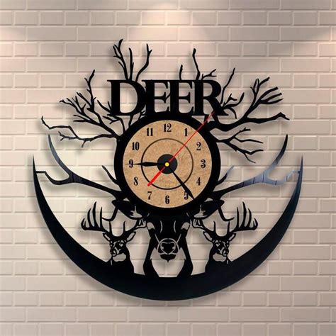 Deer Hunting Clock Decorating The Walls Behind A Bed Tv Etsy Vinyl