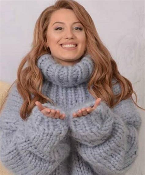 Fluffy Sweater Angora Sweater Ladies Turtleneck Sweaters Thick Sweaters Hand Knitted