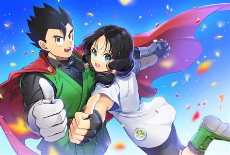 son gohan videl and great saiyaman dragon ball and 1 more drawn by libeuo liveolivel