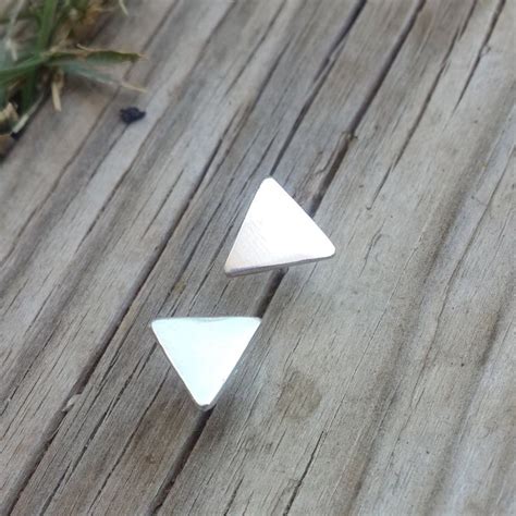 Triangle Earringssterling Silver Earringsgeometric Etsy Sterling