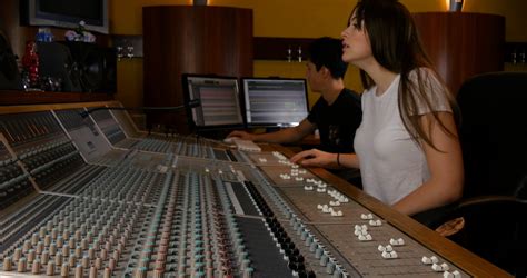 Audio Recording Music Desk Console In Professional Music Recording
