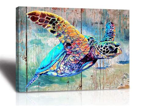 Sea Turtle Wall Decor Framed Canvas Print 12x16x1 Turtle Wall Art